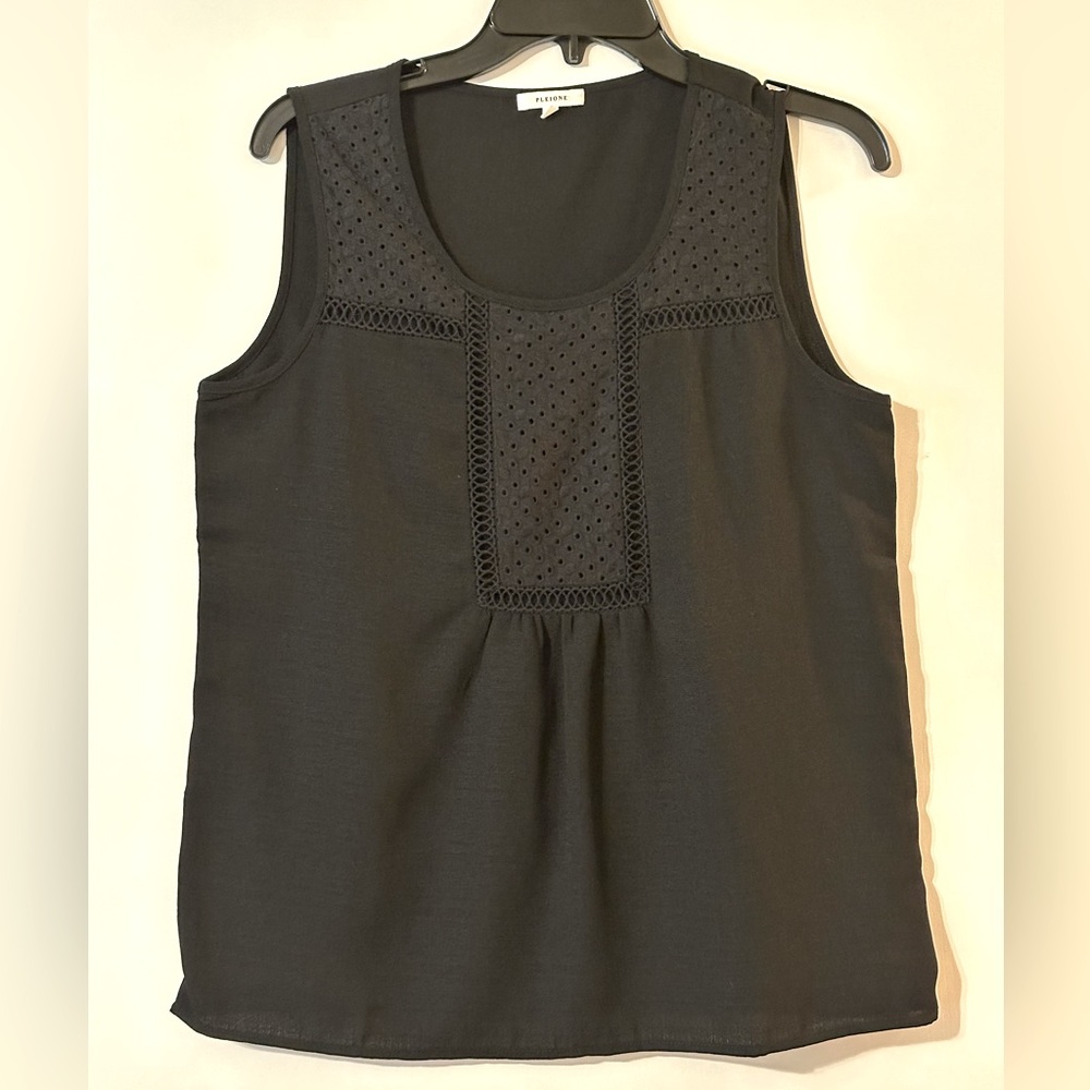 Pleione black eyelet detail tank top size XS